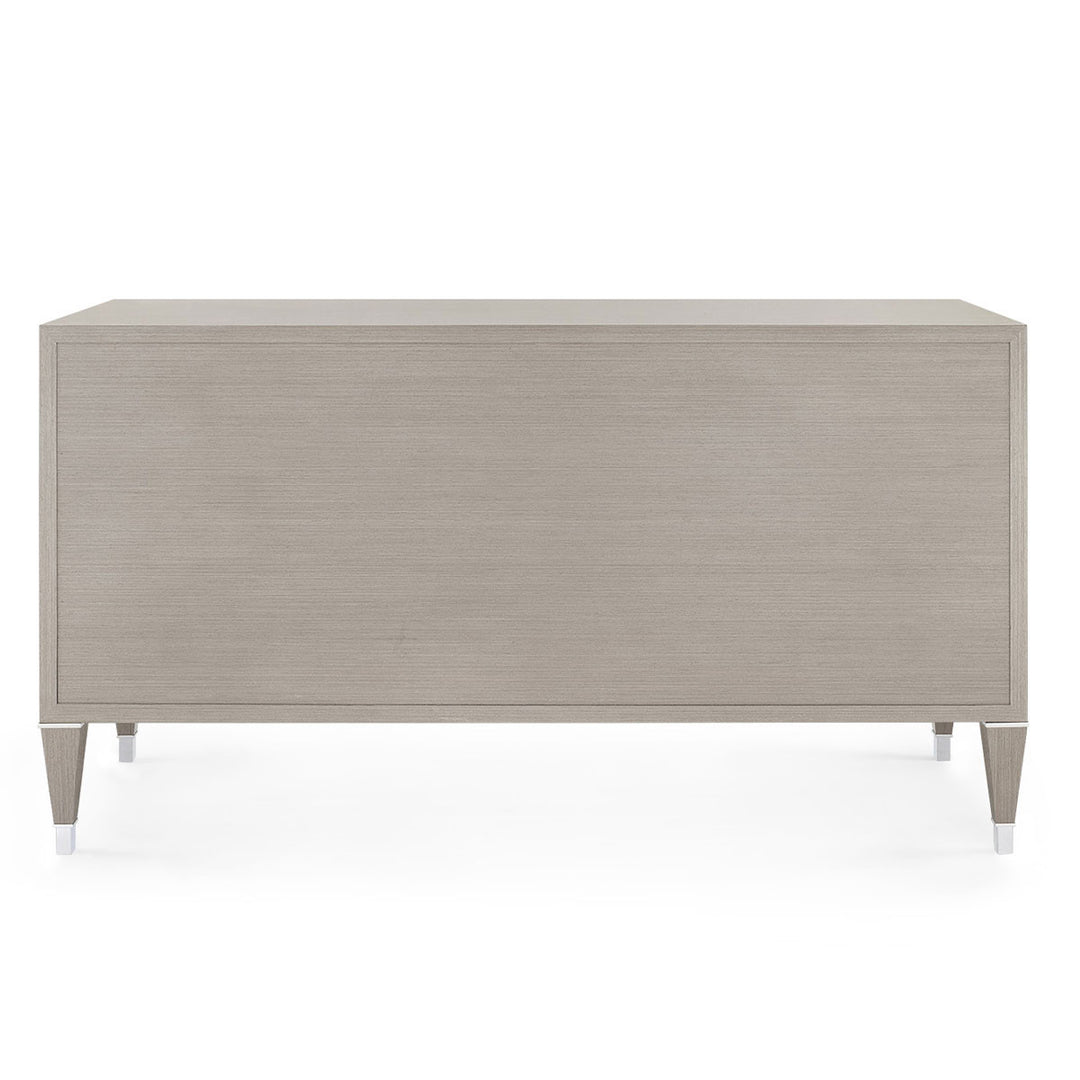 Morris Extra Large 6-Drawer Dresser Taupe Gray and Nickel