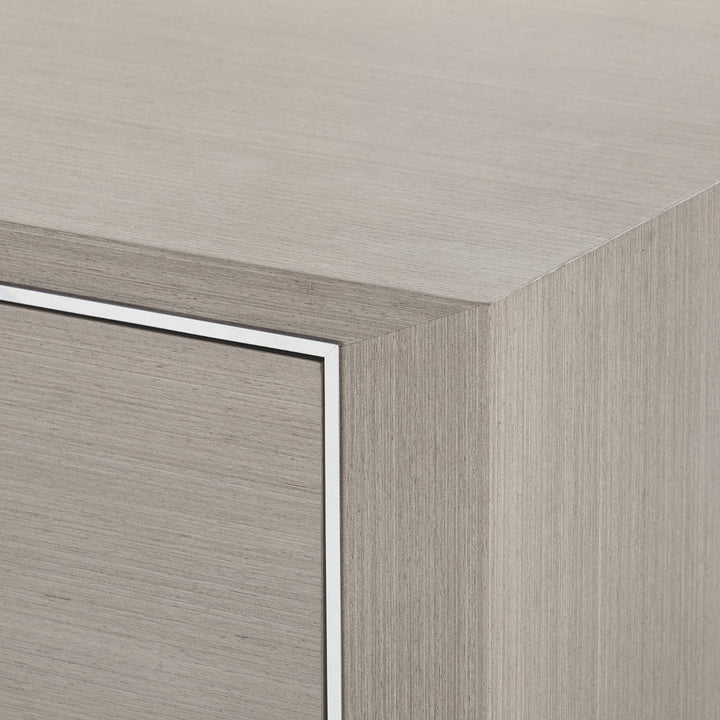 Morris Extra Large 6-Drawer Dresser Taupe Gray and Nickel