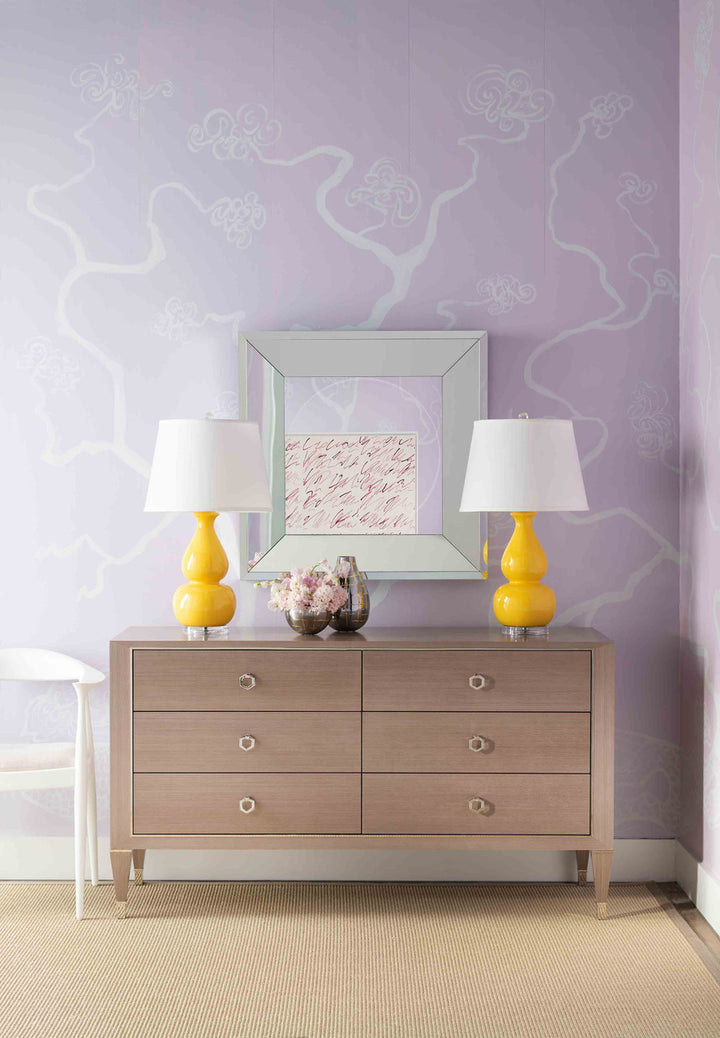 Morris Extra Large 6-Drawer Dresser Taupe Gray and Nickel