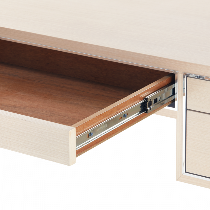 Morris Desk - Blanched Oak and Polished Nickel