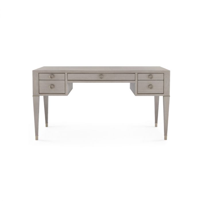 Morris Desk - Taupe Gray and Champagne