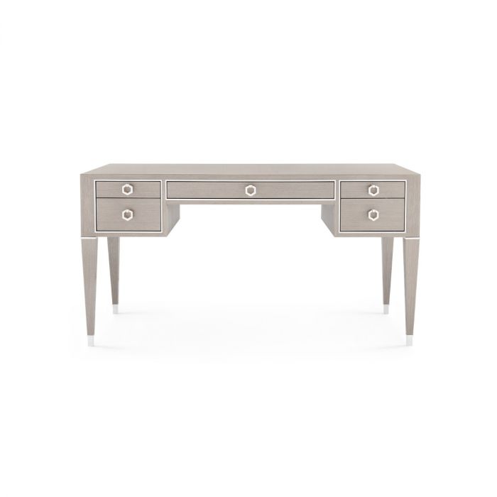 Morris Desk - Taupe Gray and Polished Nickel