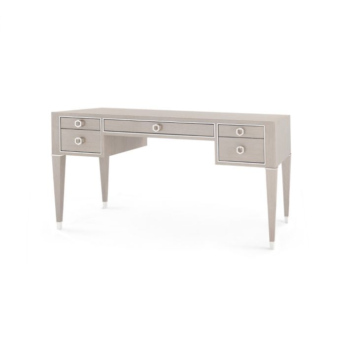Morris Desk - Taupe Gray and Polished Nickel