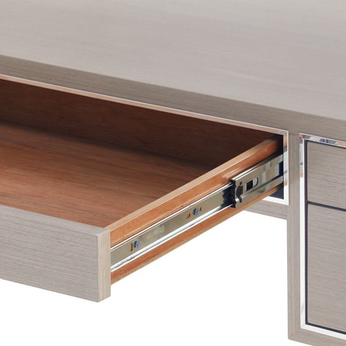 Morris Desk - Taupe Gray and Polished Nickel