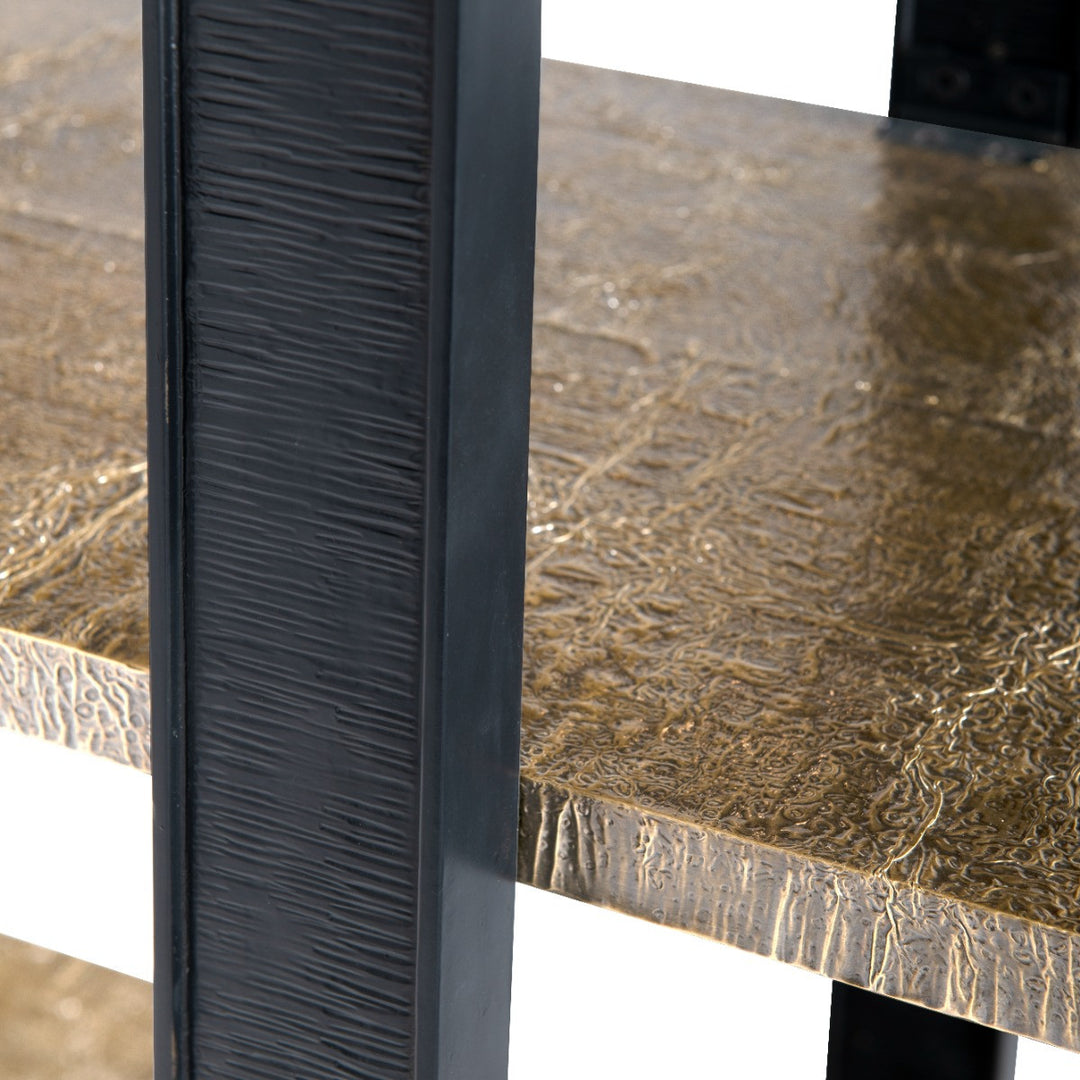 Odeon Etagere, Antique Brass and Dark Bronze