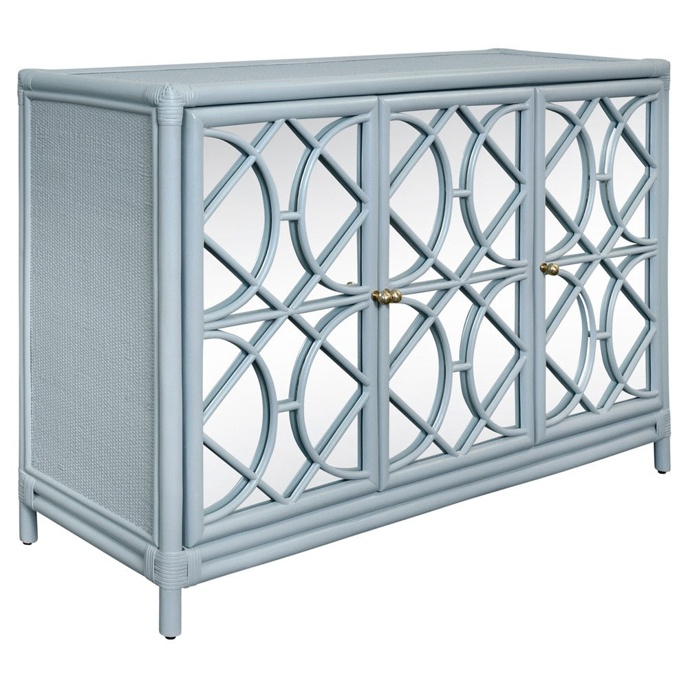 Aria Cabinet - Light Blue Rattan