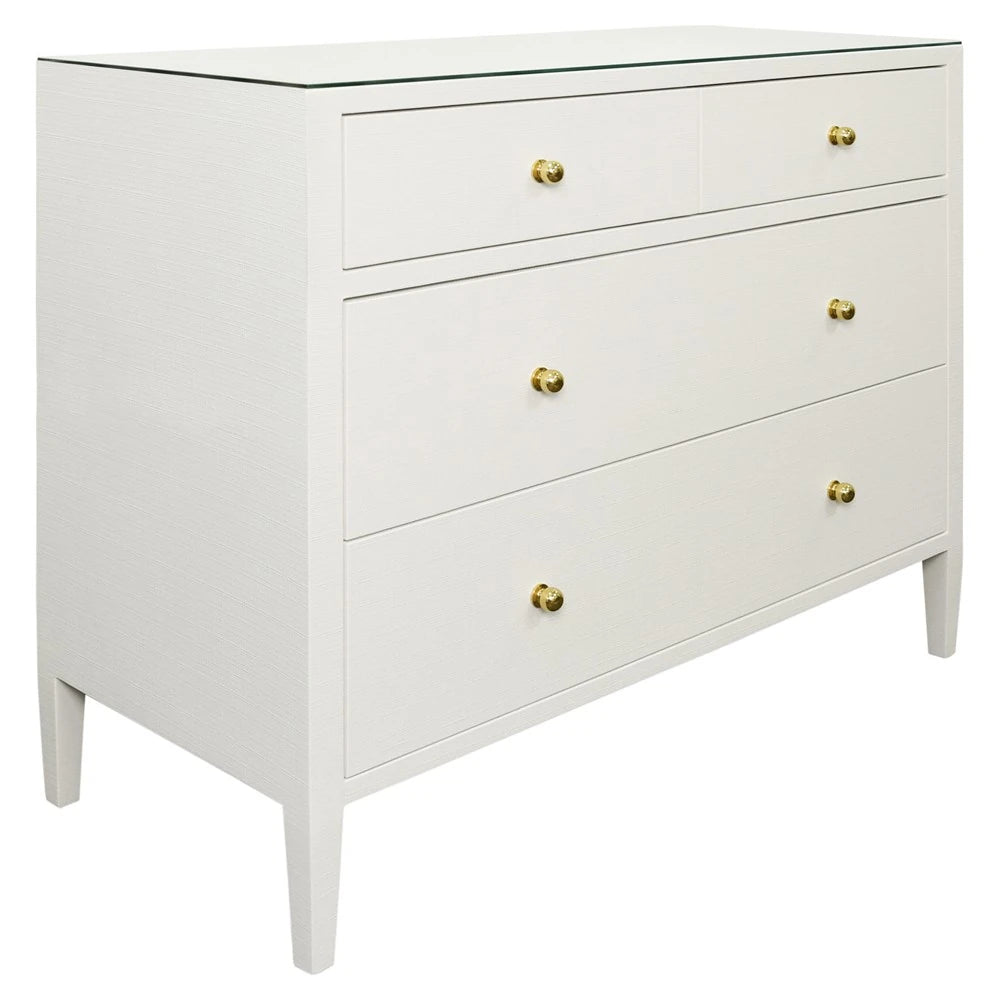 Michelle Chest - Textured White Linen