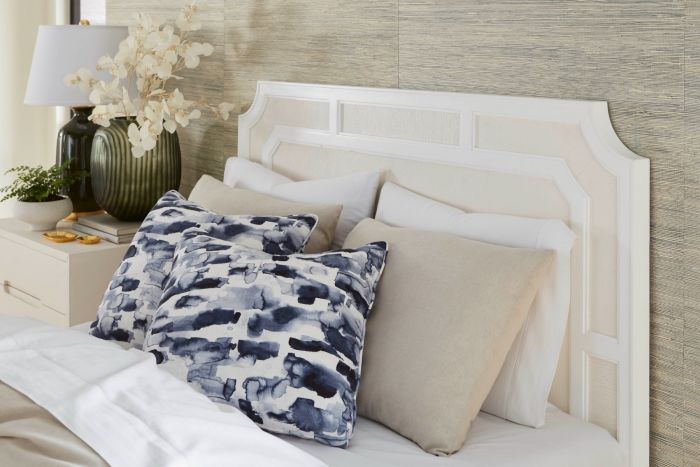 Olivia King Headboard With Ryder Bed Frame, Soft White - Vanilla
