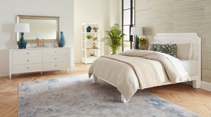 Olivia Queen Headboard With Bed Frame, Soft White - Vanilla