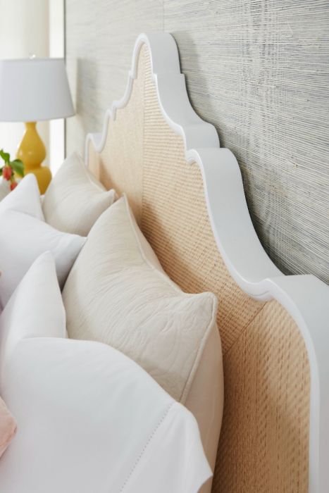 Victoria Queen Headboard With Ryder Bed Frame - Natural Twill &amp; Vanilla