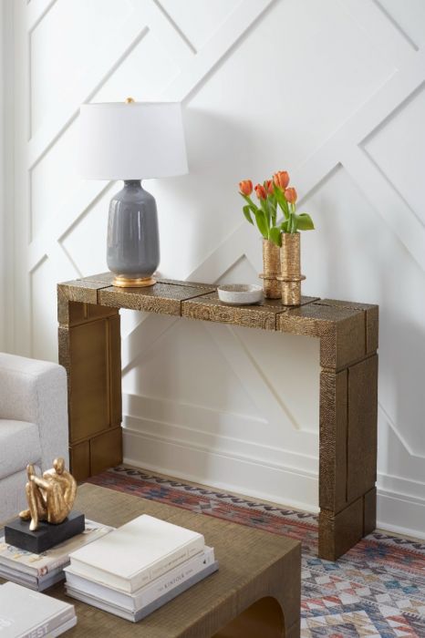 Hollis Console Table -  Antique Brass