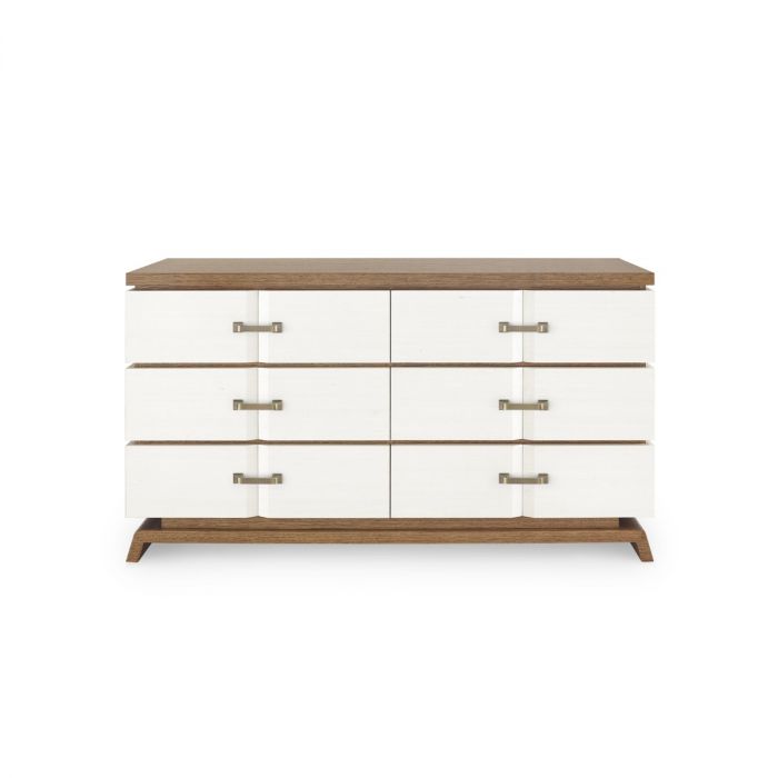 Tristan 6-Drawer - Sand White with  Sesame Finish Oak Veneer