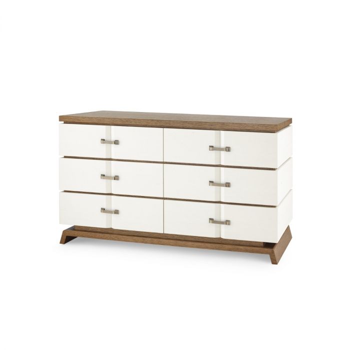 Tristan 6-Drawer - Sand White with  Sesame Finish Oak Veneer