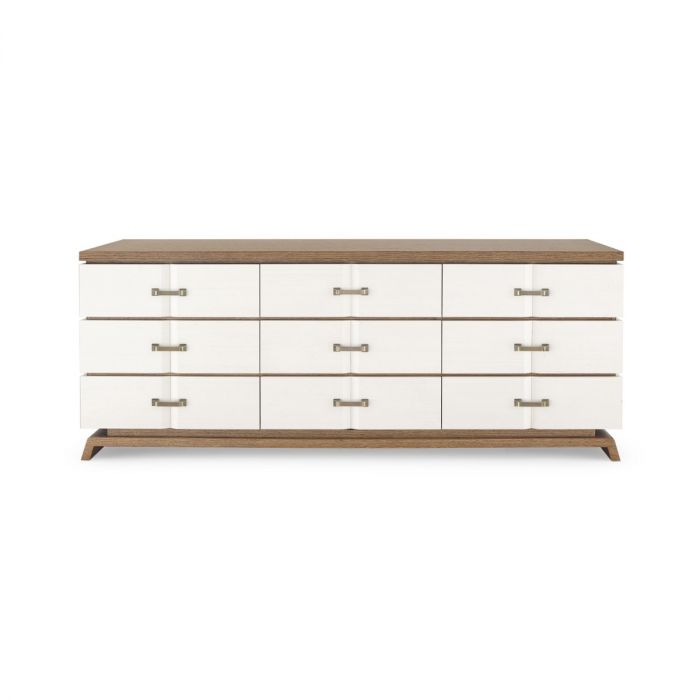 Tristan Extra Wide Large 9-Drawer -  Sand White with Sesame Finish Oak Veneer