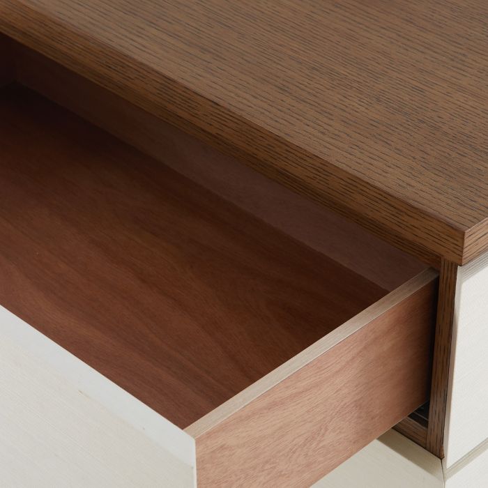 Tristan Extra Wide Large 9-Drawer -  Sand White with Sesame Finish Oak Veneer