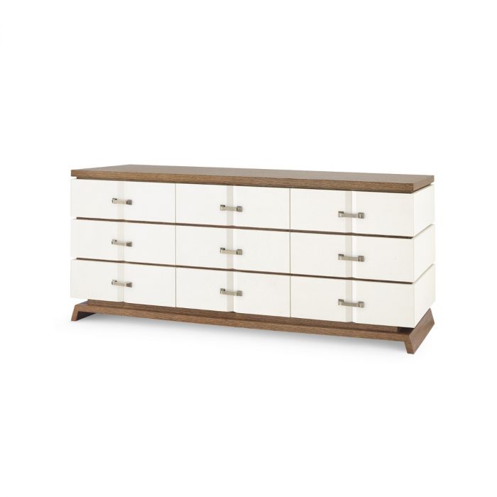 Tristan Extra Wide Large 9-Drawer -  Sand White with Sesame Finish Oak Veneer